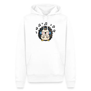 DJ Jeżyk – rhythmische Schwingung im Stil eines Igels - Männer Premium Bio Hoodie - Weiß - Vorne - Nico (187cm)