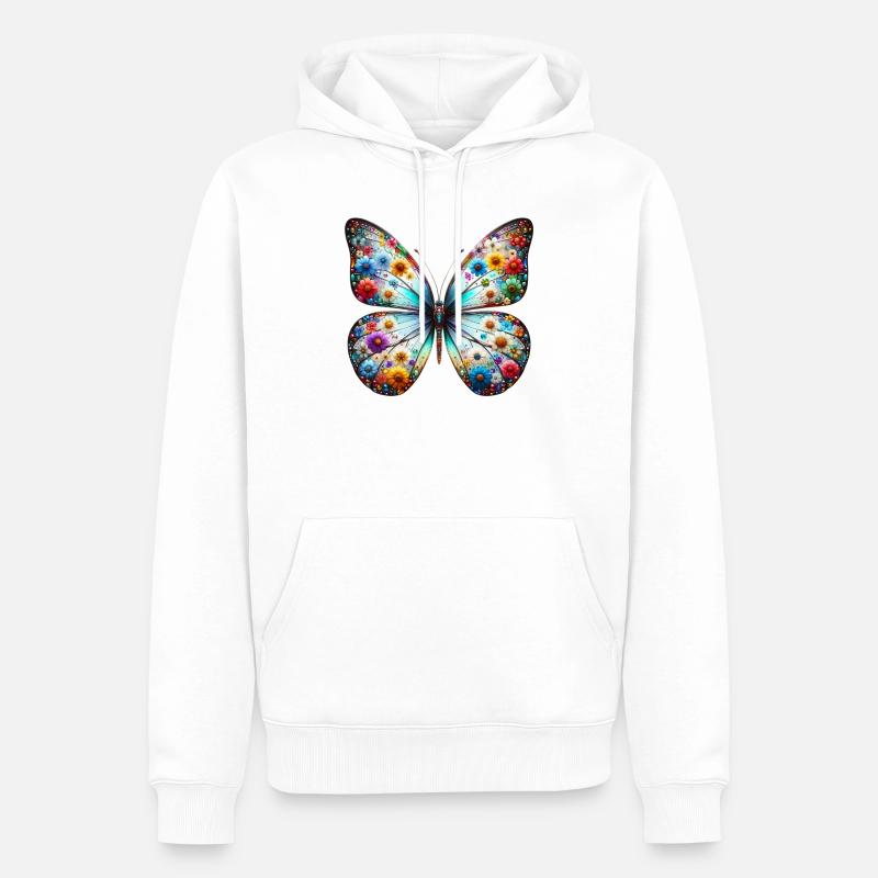 Papillon - Sweat à capuche Premium bio Homme - blanc