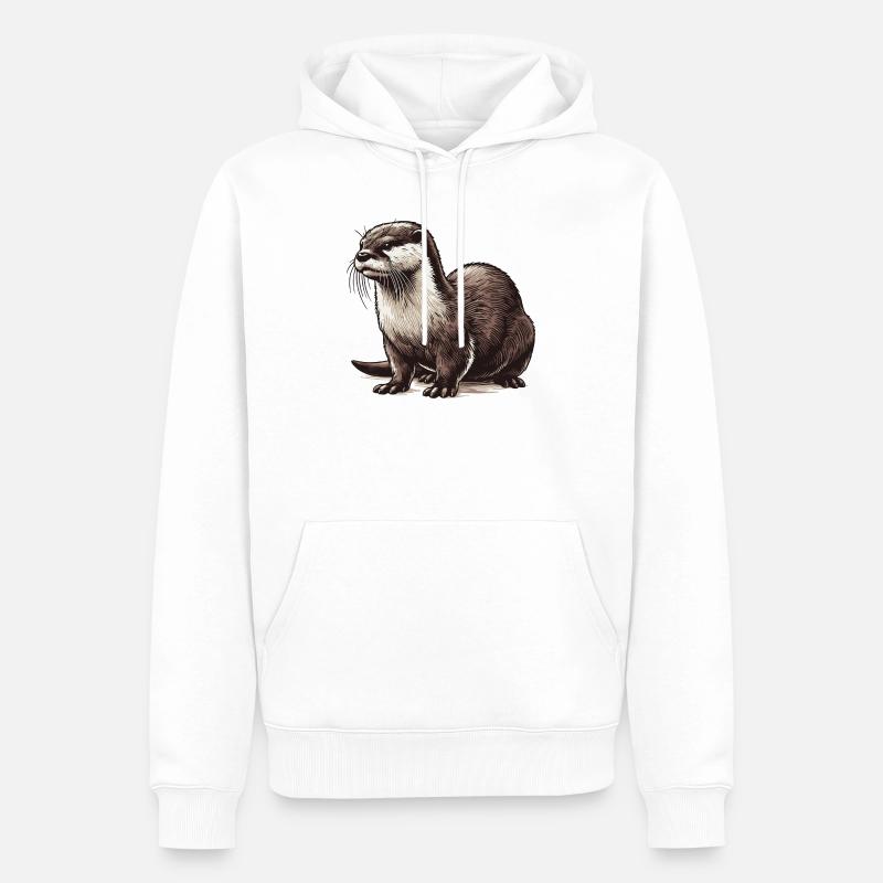 Loutre - Sweat à capuche Premium bio Homme - blanc