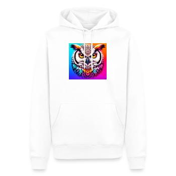 Eule - Männer Premium Bio Hoodie - Weiß - Vorne - Nico (187cm)