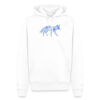 Nordic Floral - Heller Blaufuchs - Männer Premium Bio Hoodie - Weiß - Vorne - Nico (187cm)