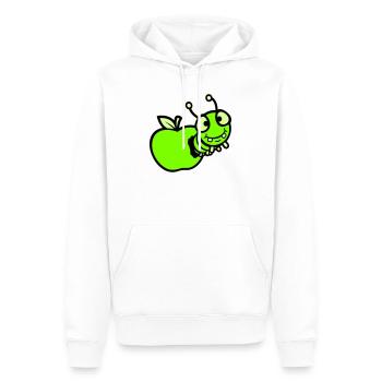 Chenille peeps trou de pomme bande dessinée drôle mignon mignon mignon - Sweat à capuche Premium bio Homme - blanc - Devant - Nico (187cm)