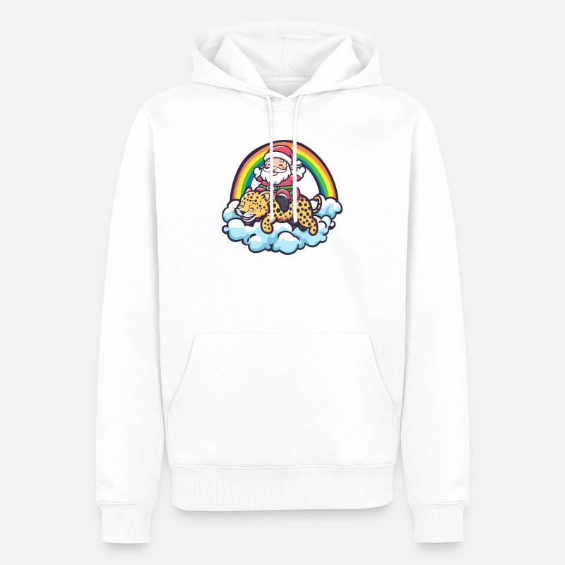 Père Noël léopard Noël - Sweat à capuche Premium bio Homme - blanc
