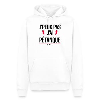 J’peux pas j’ai pétanque Humour Pétanque - Sweat à capuche Premium bio Homme - blanc - Devant - Nico (187cm)