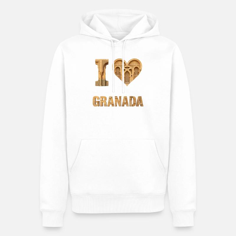 J’aime Granada – Cœur de l’Architecture - Sweat à capuche Premium bio Homme - blanc