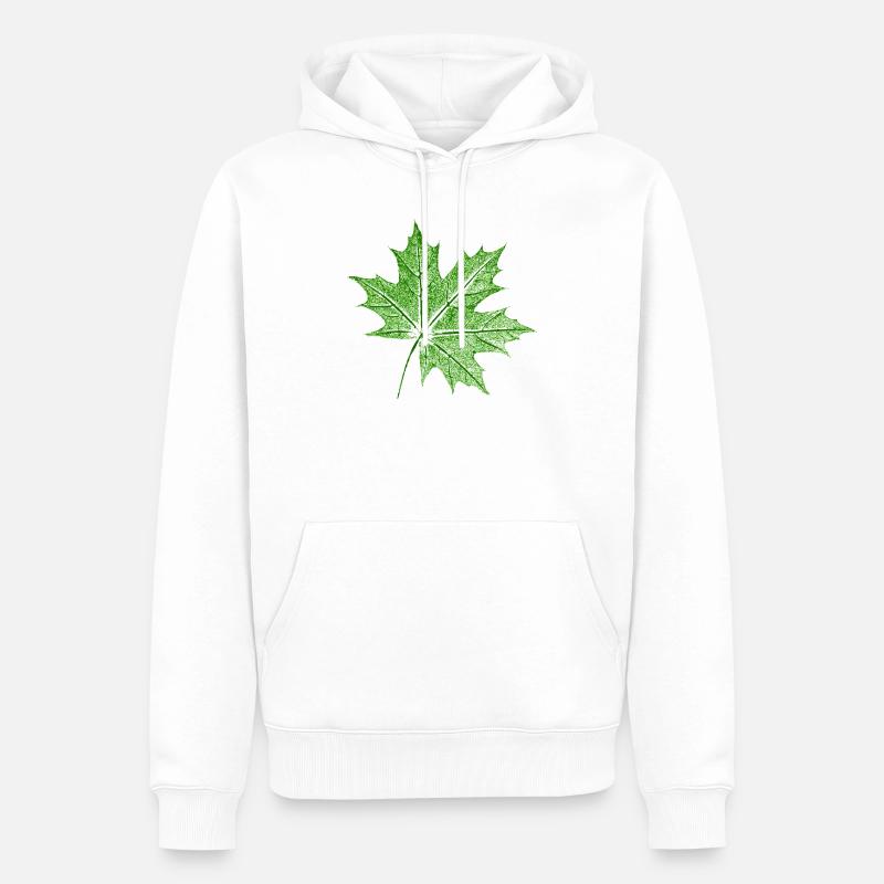 Érable feuillu / Feuille d’érable - Sweat à capuche Premium bio Homme - blanc