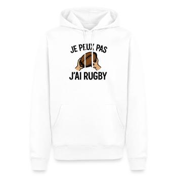Je peux pas j'ai rugby - Sweat à capuche Premium bio Homme - blanc - Devant - Nico (187cm)