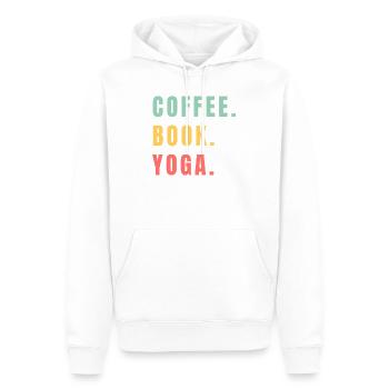 LIVRE CAFÉ YOGA - Sweat à capuche Premium bio Homme - blanc - Devant - Nico (187cm)