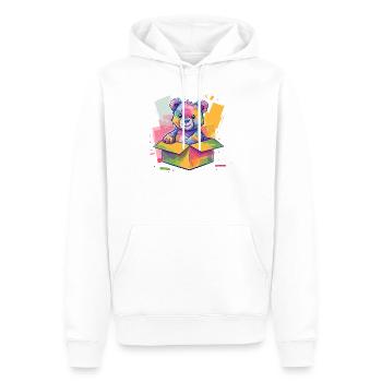 Ours arc-en-ciel dans une boîte - Sweat à capuche Premium bio Homme - blanc - Devant - Nico (187cm)