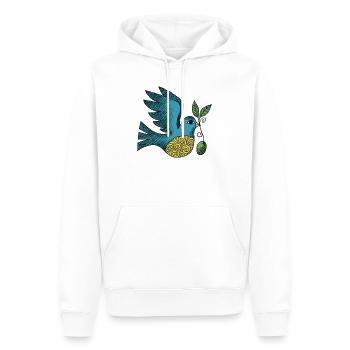 Azurblauer Vogel mit wirbelndem Bauch - Männer Premium Bio Hoodie - Weiß - Vorne - Nico (187cm)