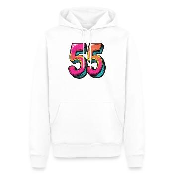 55 Number Colorful - Herre Premium økologisk hoodie - hvid - Foran - Nico (187cm)