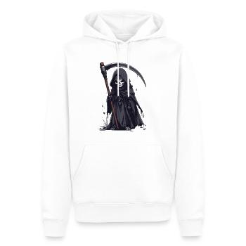Faucheuse en robe noire - Sweat à capuche Premium bio Homme - blanc - Devant - Nico (187cm)