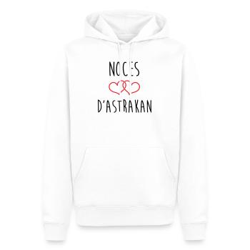 Anniversaire Mariage - Noces d'Astrakan (64 ans) - Sweat à capuche Premium bio Homme - blanc - Devant - Nico (187cm)