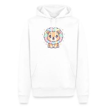 Pastel lion with rainbow mane - Men’s Premium Organic Hoodie - white - Front - Nico (187cm)