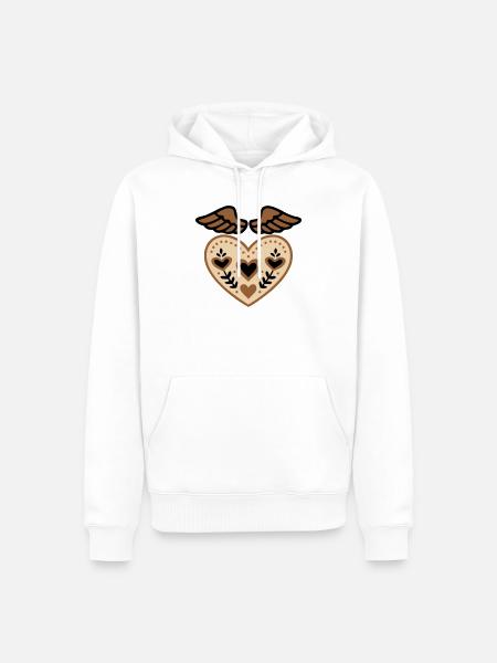 Heart Wings Guardian Angel Tattoo - Men’s Premium Organic Hoodie - white