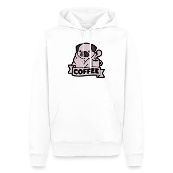 Bannière du Café du Matin du Carlin - Sweat à capuche Premium bio Homme - blanc - Devant - Nico (187cm)