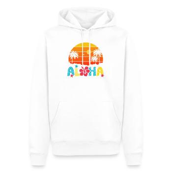 Aloha Sunset Palm Hibiscus - Sweat à capuche Premium bio Homme - blanc - Devant - Nico (187cm)