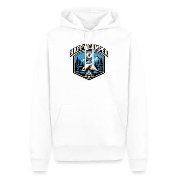 Happy Camper Badge - Men’s Premium Organic Hoodie - white - Front - Nico (187cm)