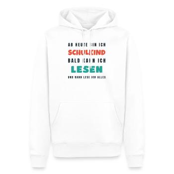 Schulkind 2026 Bald kann ich lesen - Einschulung - Männer Premium Bio Hoodie - Weiß - Vorne - Nico (187cm)