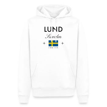 Lund Sweden Coordinates Travel Souvenir - Men’s Premium Organic Hoodie - white - Front - Nico (187cm)