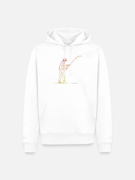 Angler Grafik Retro Stil - Männer Premium Bio Hoodie - Weiß