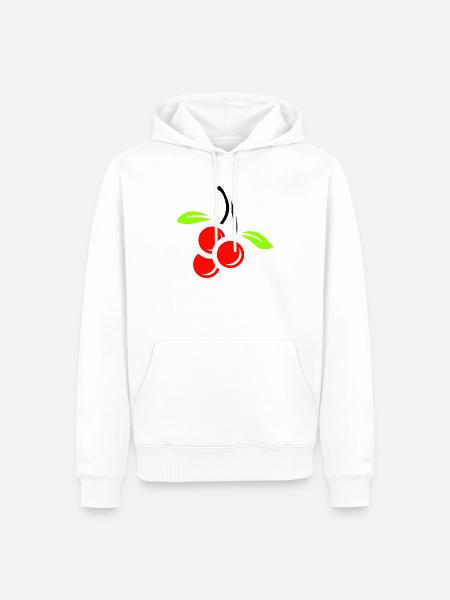 Drei Kirschen - Männer Premium Bio Hoodie - Weiß