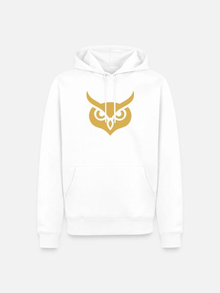 Goldene Minimalistische Weisheitseule - Männer Premium Bio Hoodie - Weiß