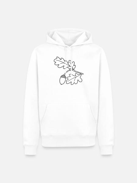 Eichenzweig mit Eichel – Eiche Blätter - Männer Premium Bio Hoodie - Weiß