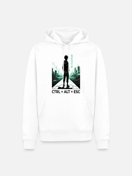 Neongrid Cyberpunk CTRL ALT ESC - Männer Premium Bio Hoodie - Weiß