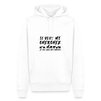 Wenn Ihr mich sucht - ich bin bei meinen Ziegen - Sweat à capuche Premium bio Homme - blanc - Devant - Nico (187cm)