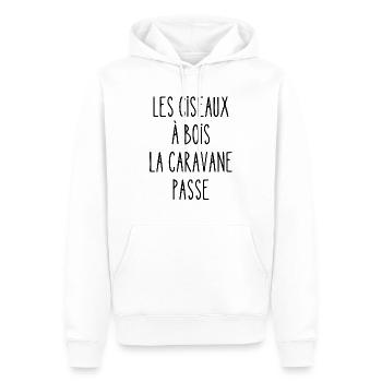 les ciseaux à bois la caravane passe - Sweat à capuche Premium bio Homme - blanc - Devant - Nico (187cm)