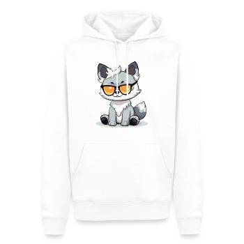 Hop le chat - Sweat à capuche Premium bio Homme - blanc - Devant - Nico (187cm)