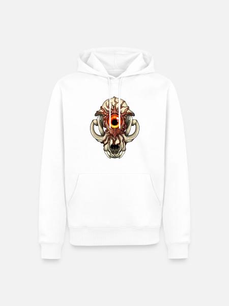 Schädel mit drittem Auge - Männer Premium Bio Hoodie - Weiß