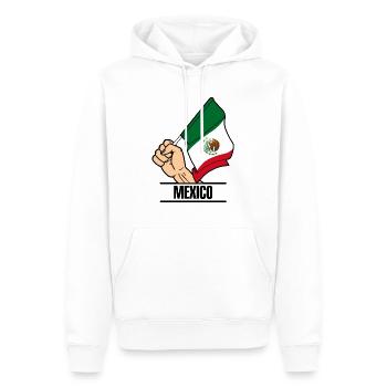 Drapeau Mexique poing texte MEXIQUE - Sweat à capuche Premium bio Homme - blanc - Devant - Nico (187cm)