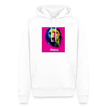The pink Bär - Tier Porträt Pop Art Style - v1 - Männer Premium Bio Hoodie - Weiß - Vorne - Nico (187cm)