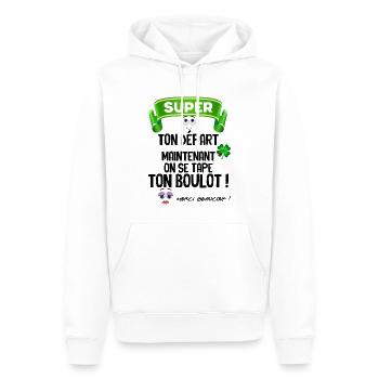 Collègue Départ cadeau Future Retraite - Sweat à capuche Premium bio Homme - blanc - Devant - Nico (187cm)