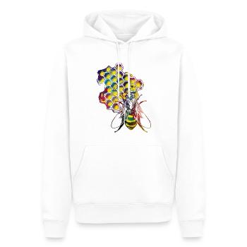 #bee #honey d’abeilles et de miel - Sweat à capuche Premium bio Homme - blanc - Devant - Nico (187cm)