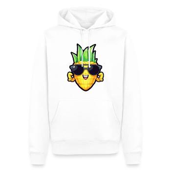 Cool corn - sunglasses and strong arms design - Men’s Premium Organic Hoodie - white - Front - Nico (187cm)