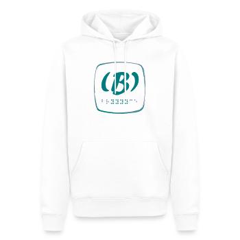 Braille en gris argenté vert émeraude (modifiable) - Sweat à capuche Premium bio Homme - blanc - Devant - Nico (187cm)