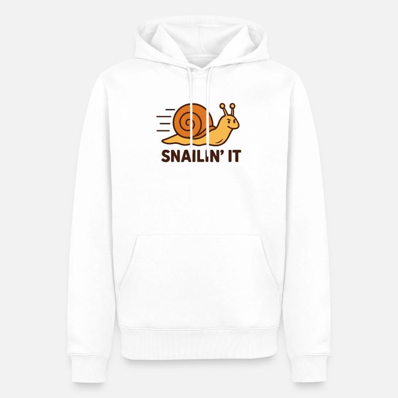 Snailin' It – Déterminé et rapide - Sweat à capuche Premium bio Homme - blanc