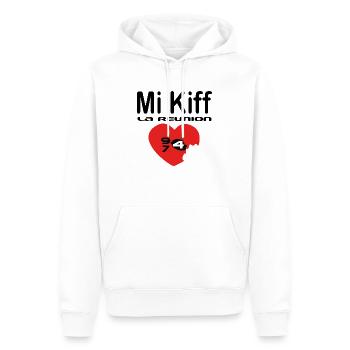 Mi Kiff la reunion - Sweat à capuche Premium bio Homme - blanc - Devant - Nico (187cm)