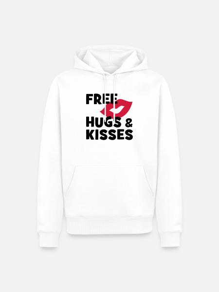 étreintes et baisers gratuits - Sweat à capuche Premium bio Homme - blanc
