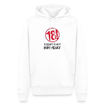 today is my birthday, 18 - Men’s Premium Organic Hoodie - white - Front - Nico (187cm)