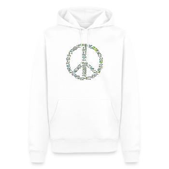hug me - paix - Sweat à capuche Premium bio Homme - blanc - Devant - Nico (187cm)