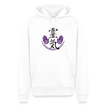 Reiki - Energy - Männer Premium Bio Hoodie - Weiß - Vorne - Nico (187cm)