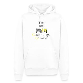 Fan = Gesinnungs- Genosse - Männer Premium Bio Hoodie - Weiß - Vorne - Nico (187cm)