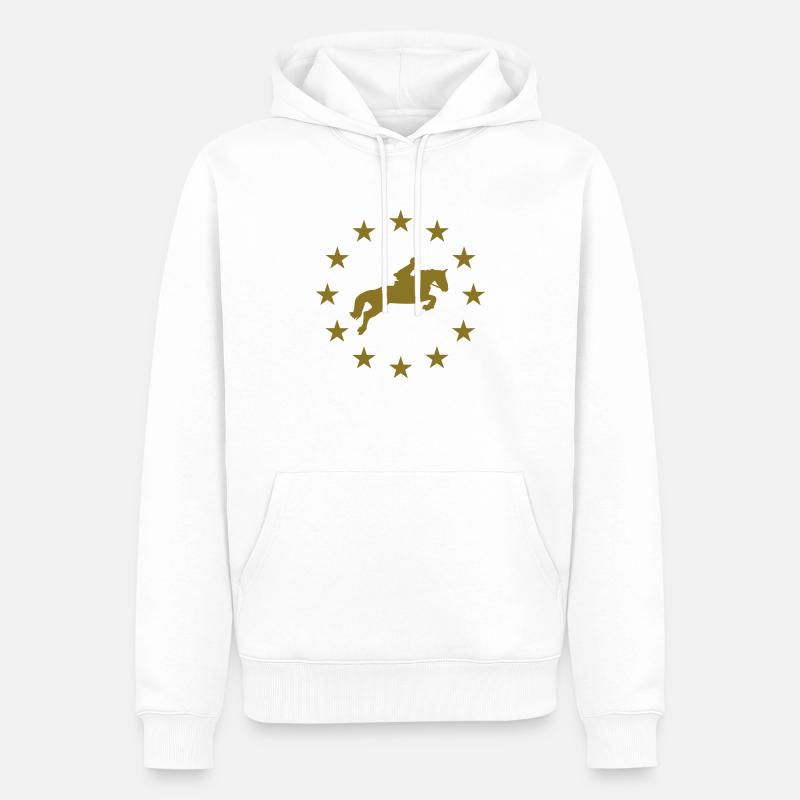 Cheval de saut d'obstacles & Étoiles - Sweat à capuche Premium bio Homme - blanc