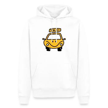 Taxi - En voiture - V2 - Sweat à capuche Premium bio Homme - blanc - Devant - Nico (187cm)