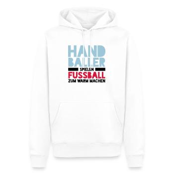 Handballer spielen Fussball zum Warm machen - Männer Premium Bio Hoodie - Weiß - Vorne - Nico (187cm)