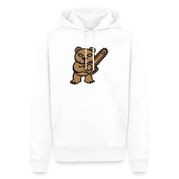 Teddybär Gartenschere Bär Kettensäge Spaß frech - Männer Premium Bio Hoodie - Weiß - Vorne - Nico (187cm)